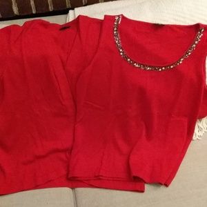 Talbots Red 1x silk/cotton/cashmere twin-set